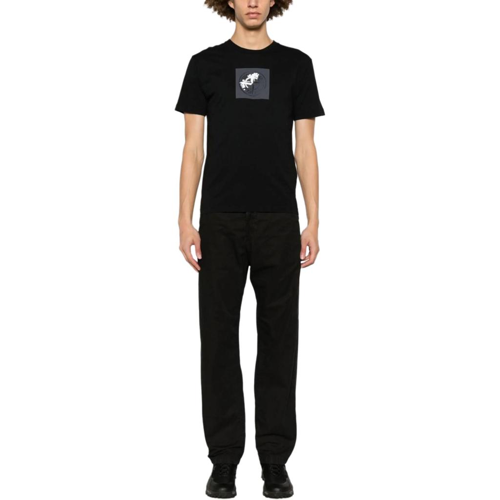 STONE ISLAND Ss24 Camiseta de Manga Curta com Estampa de Bússola e Gola Redonda Masculina Camisetas Preto 80152NS83-V0029
