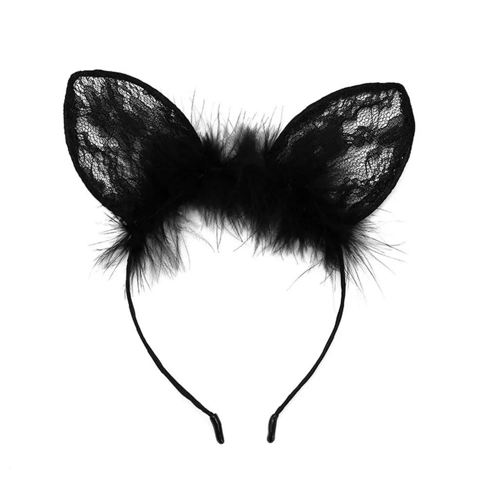 Sexy Black Cat Ears Head Bezel for Women Girls Cosplay Headwear Headband Girl Birthday Party Hair Accessories