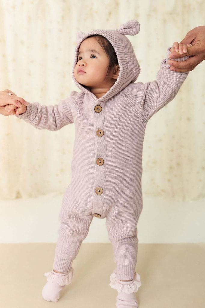 Bear Ear Knit Coverall JBNO245048 Baby LAV 50 [Jamie Kay]