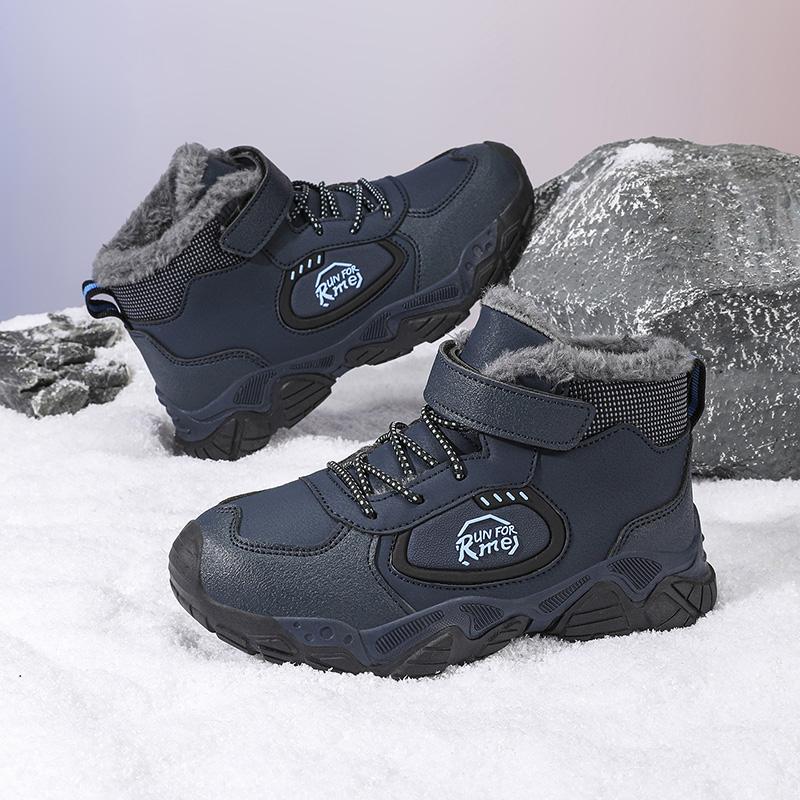 28-39 Children's Winter Plus Plus Size Fashion and Plush Warm Casual High Top Cotton Boots Snow Boots Outdoor Hiking Shoes