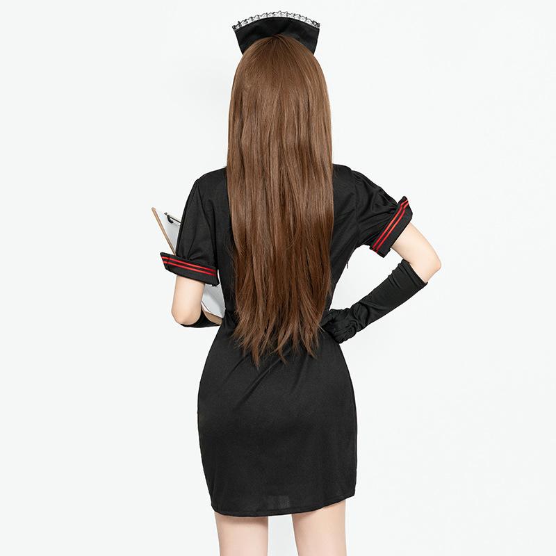 2026 new black nurse uniform set, role-playing uniform, high-quality fabric, support wholesale.