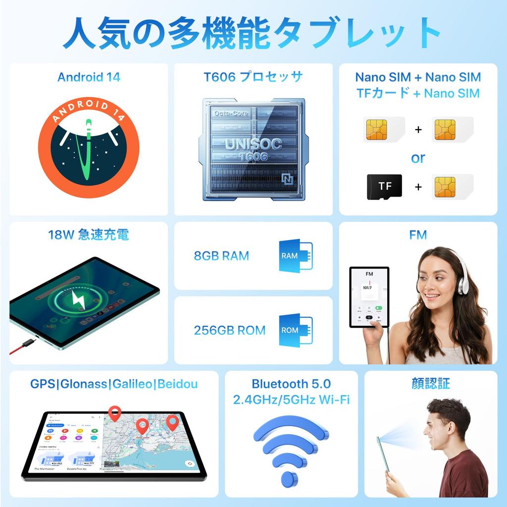 UMIDIGI Android Tablet New Android 14 Tablet PC with 8GB RAM 256GB 4G 13MP FM Face and 18W Fast Charging G9 TAB Green (2024 Release) 11-inch + ROM/1TB