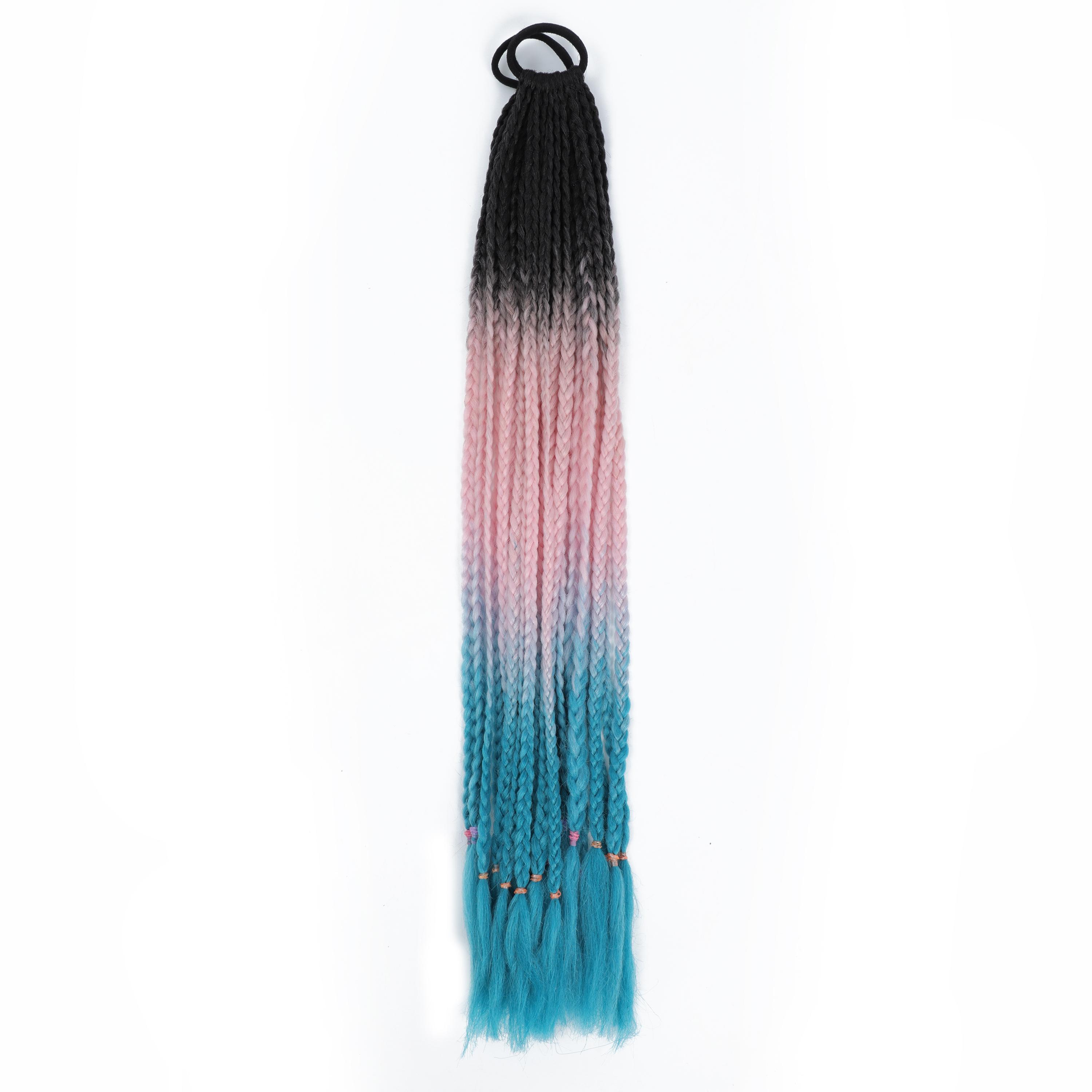 

Барвисті коси Нарощування волосся Гумки Райдужна коса Синтетичні перуки Аксесуари Жінки Дівчата Вечірка Косплей Святкове вбрання 45cm