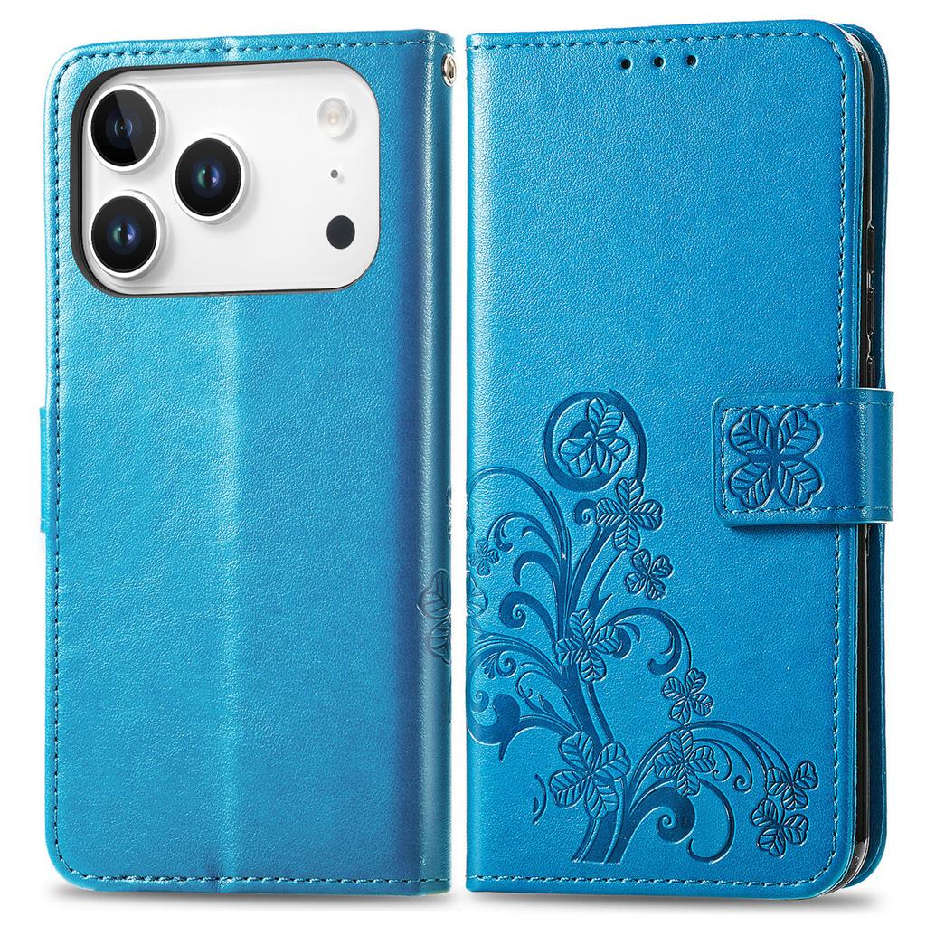 For iPhone 17 Pro Leather Case Four-Leaf Clover Wallet Phone Cover