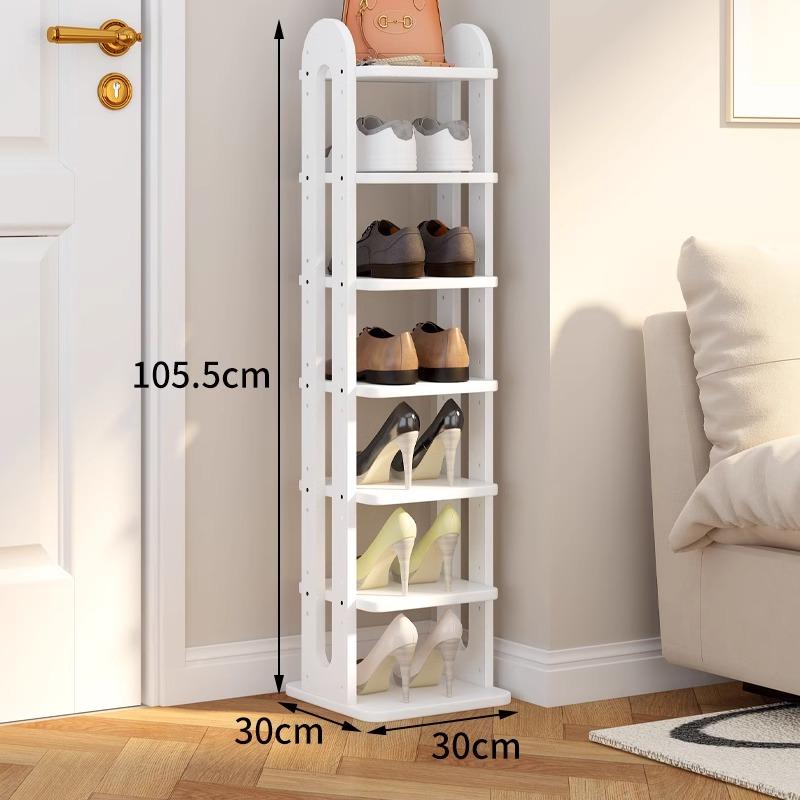 Adjustable Solid Wood Shoe Rack - Slim Entryway Organizer for Small Spaces Multi-Tier Storage Shelf for Dorms/Apartments &Closet