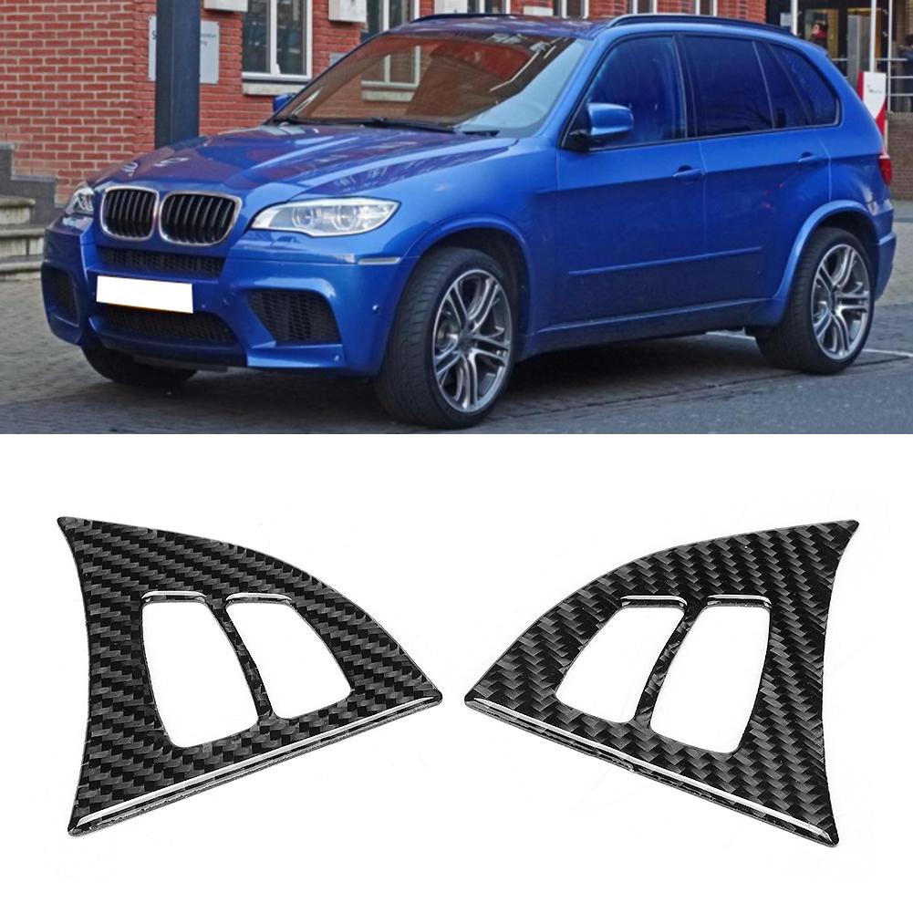 2Pcs Set Carbon Fiber Steering Wheel Frame Cover Trim Left Hand Driving Fit for E70 X5 2008 2013
