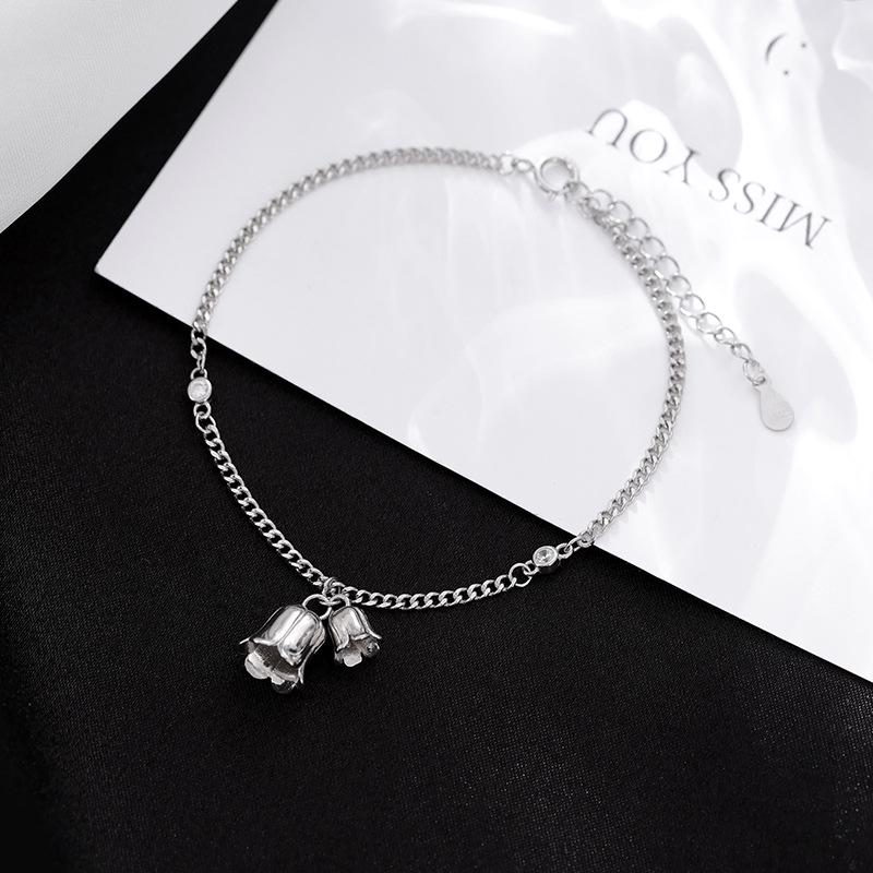 Banyan Tree S925 Silver Lily of the Valley Zircon Chain Bracelet for Women & Girls
