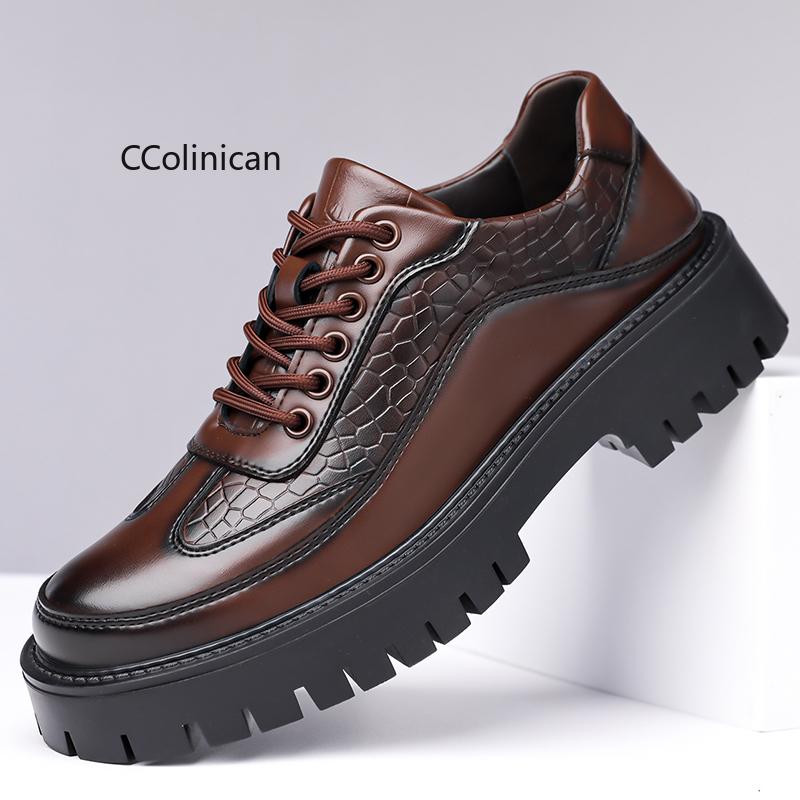 Hot Men Casual Shoes Lace Up British Style Thick Sole Oxfords High Quality Derby Shoes Fashion Breathable Outdoor Shoes For Male