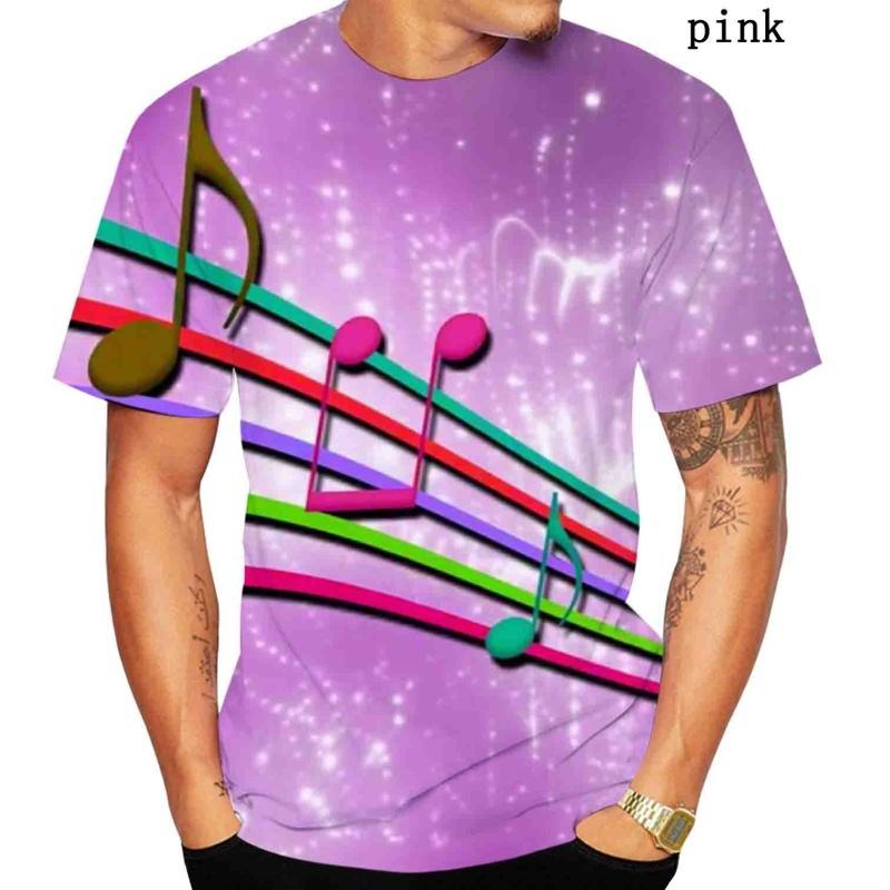 Nová móda Jarní a letní tričko Hudební nota 3D potisk Cool Pánské/dámské Krátký rukáv Unisex Kulatý výstřih Trička