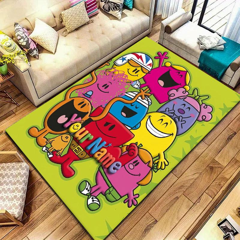 Mr. Men Little Miss Custom Name Carpet Rug for Living Room Bedroom Home Sofa Decoration,Kids play Non-slip Floor Mat
