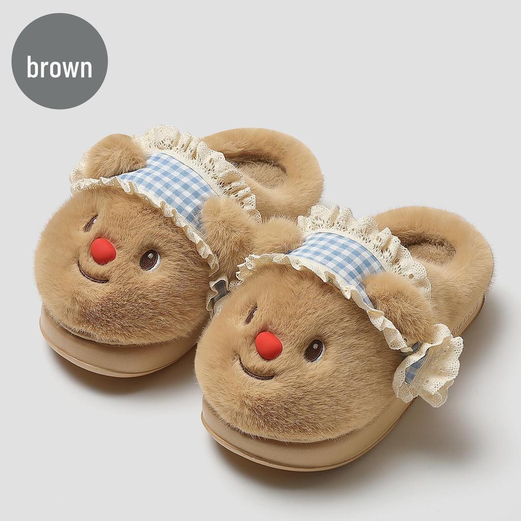 Women's Cute Cartoon Furry Slippers - Plush, Non-Slip, Warm Indoor Winter Footwear