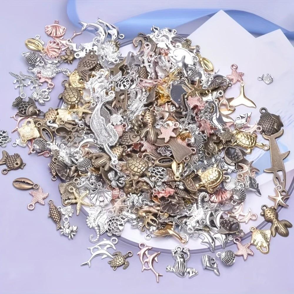 Metal Scallop Ocean Life Pendants for DIY Golden Fish DIY Jewelry Accessories  Earrings