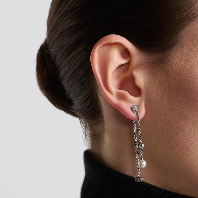 Dior Logo Metal Earrings Women Earrings Silver E3340WOMRS_D13S