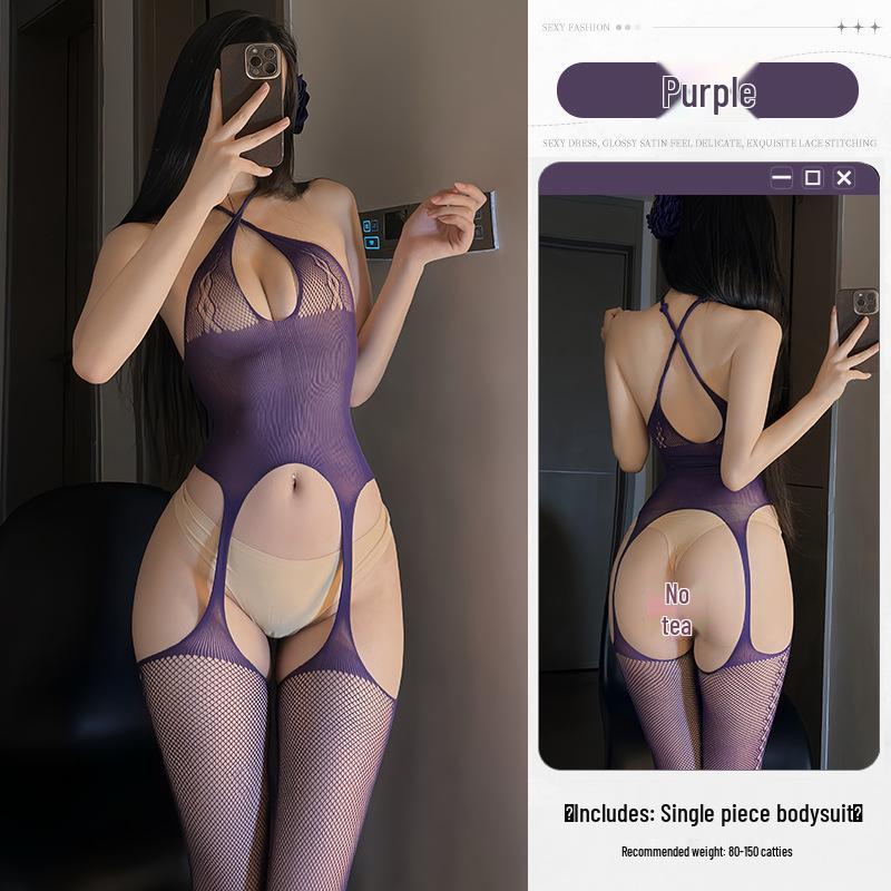 Pure & Sexy Retro Jacquard Bodysuit: Fishnet Stockings, Slimming Lace, Cutout Design Lingerie