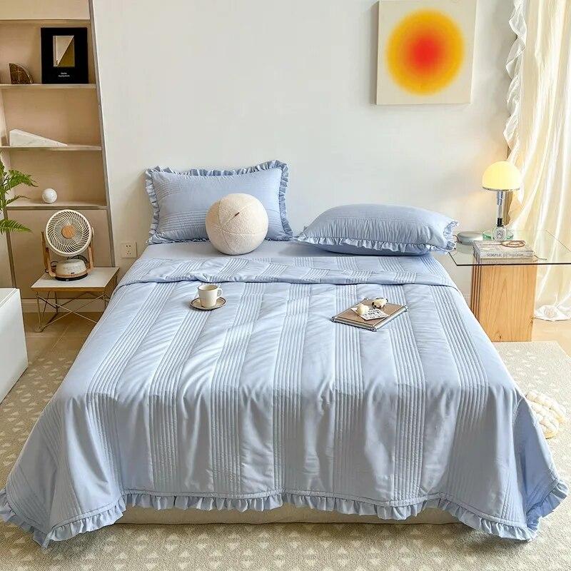 Washed yarn summer quilt four piece air conditioner quilt bed cover quilt blogger same style summer cool quilt summer thin quilt