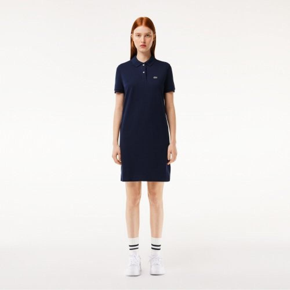 

LACOSTE Женское классическое платье-поло с короткими рукавами [Темно-синий]