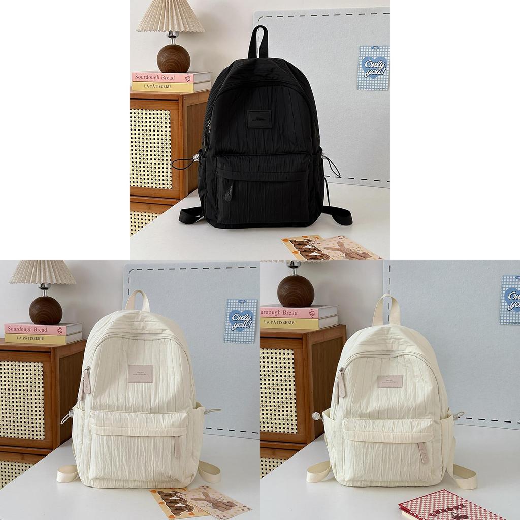 Nylon Girl Backpack With Letter Pattern And Double Shoulder Straps For Daily Use