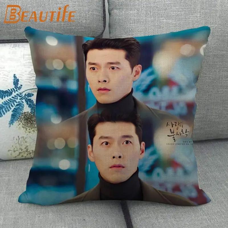 Custom Crash Landing On You Hyun Bin KPOP Pillowcase 45X45cm Wedding Decorative Eco-Friendly Cotton Linen Fabric Pillow Case
