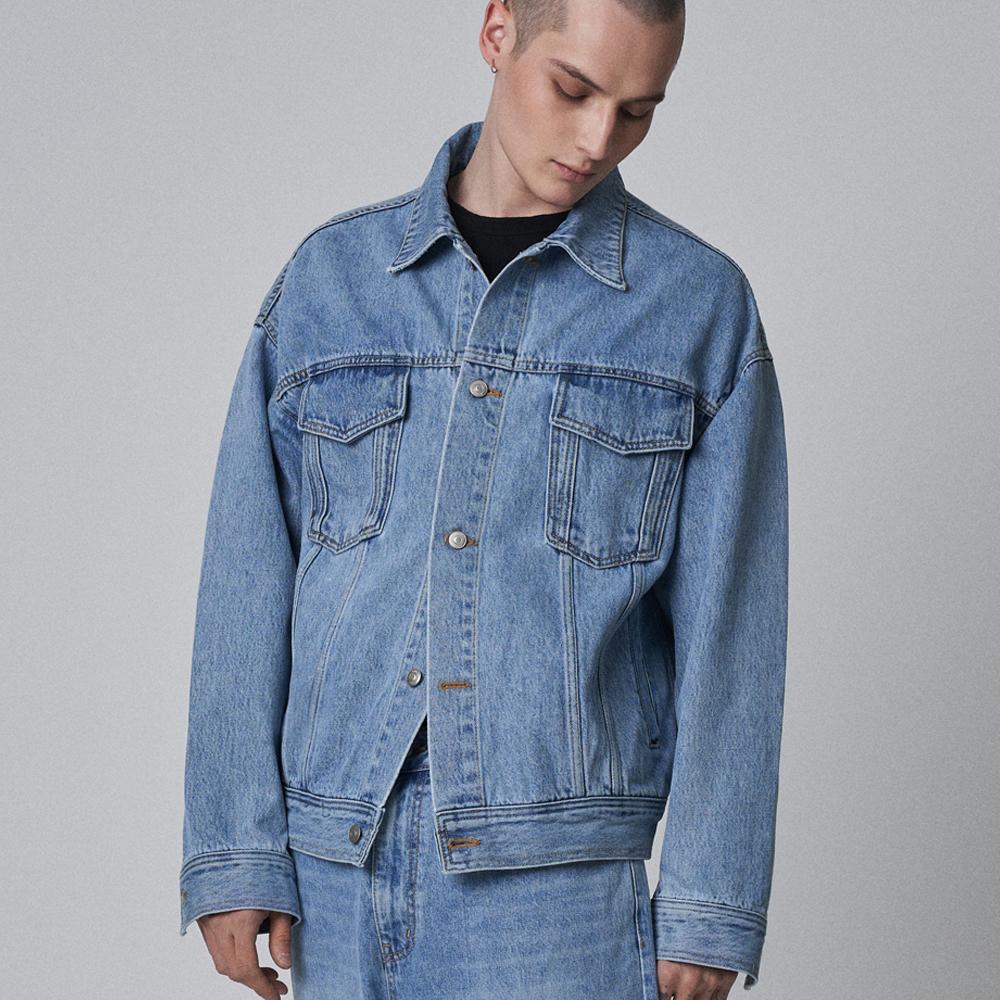Newbie Oversized Hidden Denim Jacket (Blue)