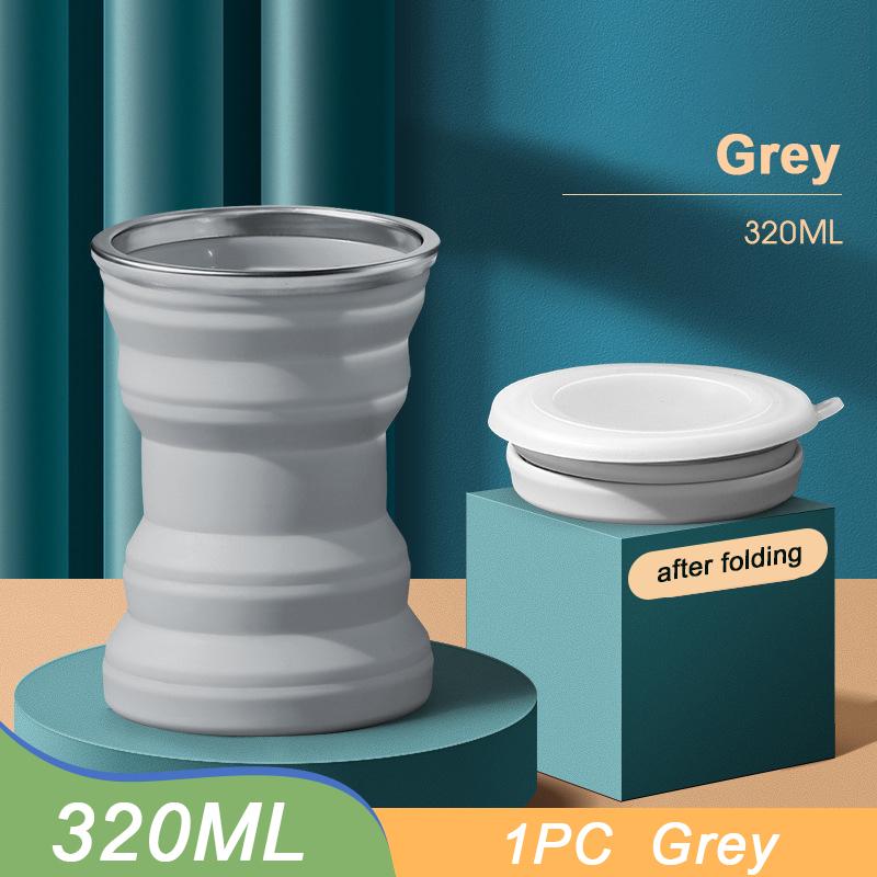 

Portable Silicone Folding Water Cup Outside Heat Resistant Foldable Mug with Lid Collapsible Travel Drinking Cups for Camp Practical Use