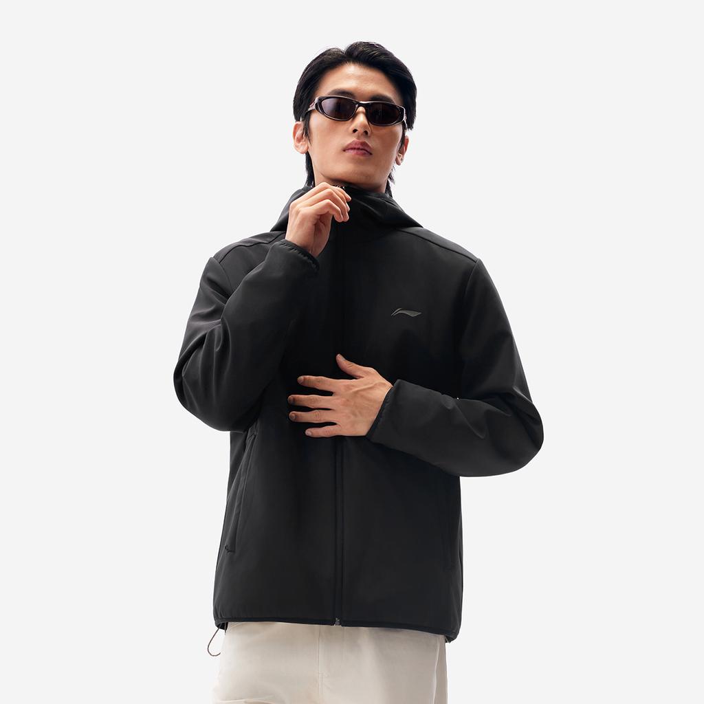 Li Ning Fitness Series Casual Simple Versatile Fleece Warm Comfortable Windproof Water-Repellent Hooded Zipper Training Sports Jacket AFDVE89-5