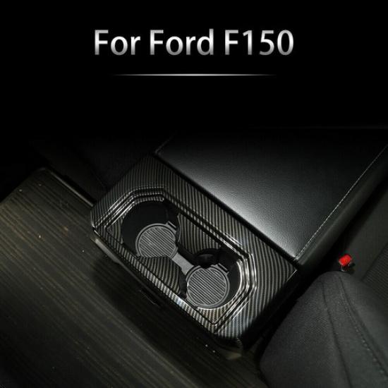 For 2016- For Ford F-150 F150 Carbon Fiber Rear Water Cup Holder Cover Trim