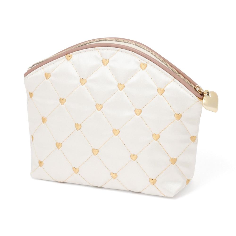 Franc Franc Japan Herzstich Satinbeutel L Elfenbein