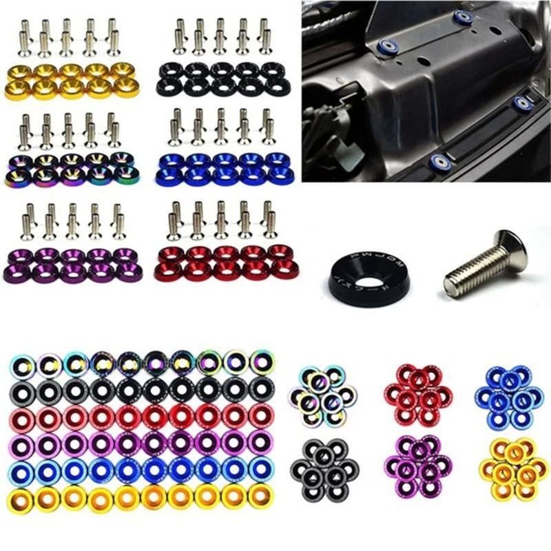 Universal M6 Aluminum Fender Screw Washers Bolts JDM for Automobile Fender Headlight Bumper Car Modified Fasteners Car-styling