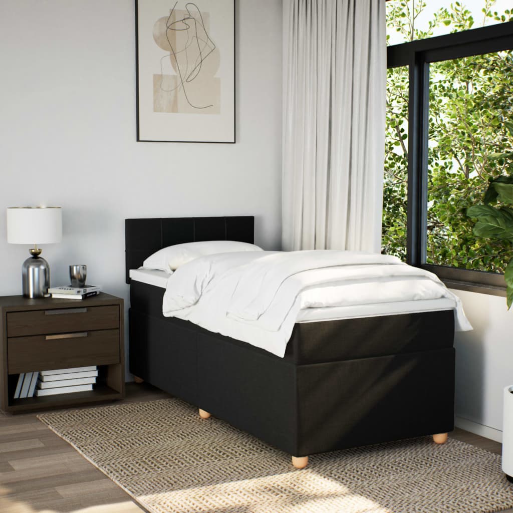 Box Spring Bed with Mattress Black 80 X 200 Cm Fabric