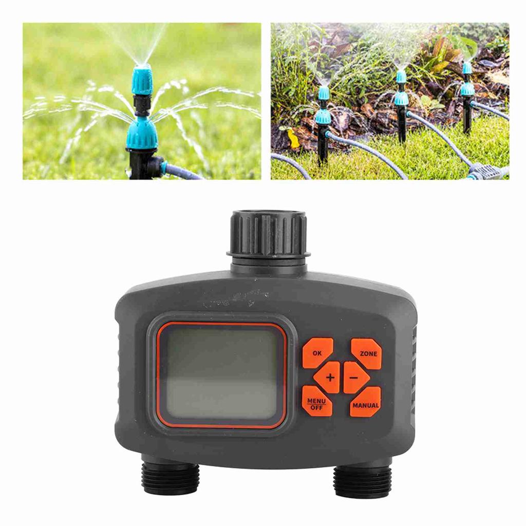 Watering Timer Large Screen Dual Outlet Dual Control Smart Garden Sprinkler Timer for Outdoor