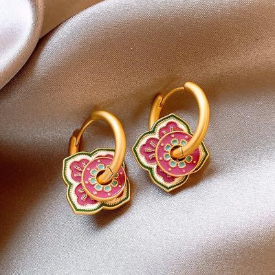 Modern Boho Jewelry Elegant Temperament Color Flower Drop Earrings For Women Female Gifts Delicate Design Ear Accessories
