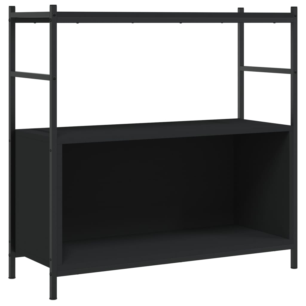 Black Bookshelf 80 x 30 x 78.5 cm Engineered Wood and Iron