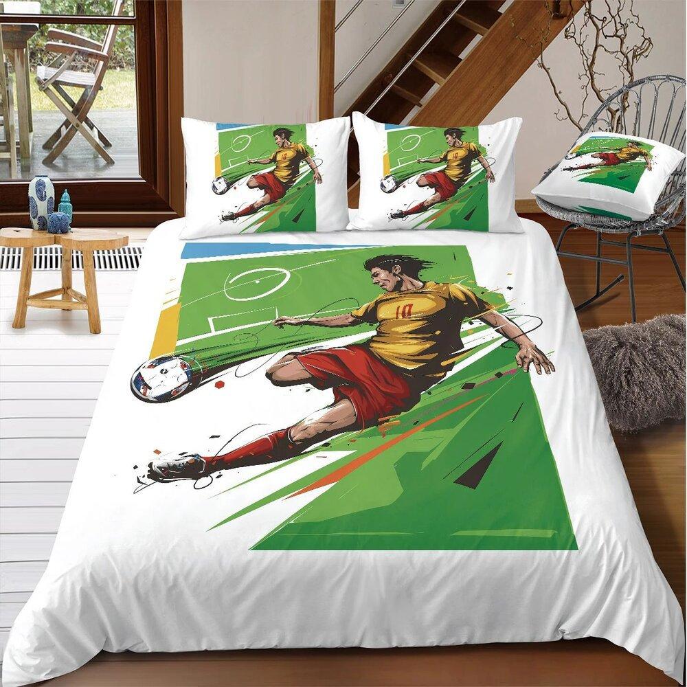 Comforter Football Soccer Goal Soft Bedding Set Sports Competitive Theme 2/3Pcs Full Queen King Size