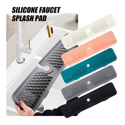 Silicone Faucet Absorbent Mat Portable Adjustable Water Splash Catcher Mat Thickened Splash Proof for Bathroom Kitchen