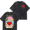 Rapper Bad Bunny Tour 2026 Graphics Vintage Washed Tees Men's Women Harajuku T Shirts Short-sleeved 100% Cotton Hip-hop T-shirts