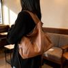 Women's Solid Color Leather Tote Bag, Fashionable Single Shoulder Crossbody Bag, Large Capacity Daily Handbag, Simple Casual Single Shoulder Bag