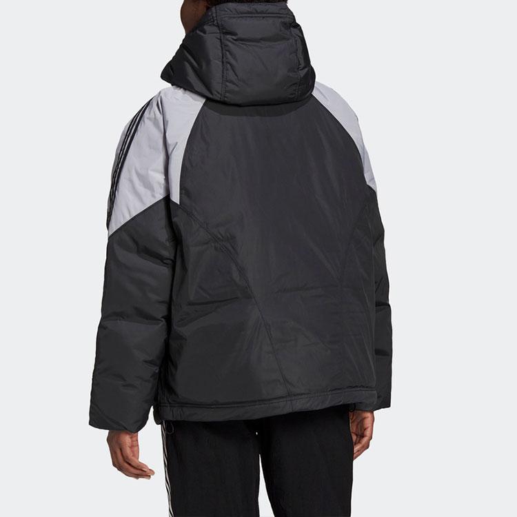 Adidas Originals Large Trefoil Logo Down Jacket Casual Comfortable Hooded Long Sleeve Coat Winter Women Jacket Black GD2506