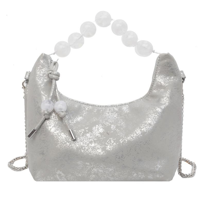 Beaded handbag women's bag new chain messenger bag stylish and simple texture portable shoulder bag