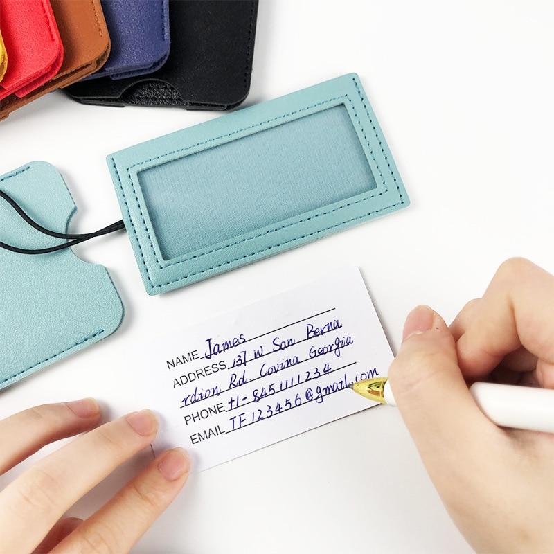 1PCS Fashion Pu Leather Luggage Tags Travel Accessories for Bags Portable Luggage Tag Simple Style for Girls Boys Card Cover