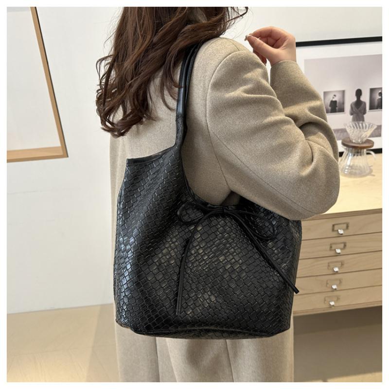 2026 New Fashi Casual Shoulder Bag Handbag Retro Bow Large Capacity Tote Bag Underarm Bag