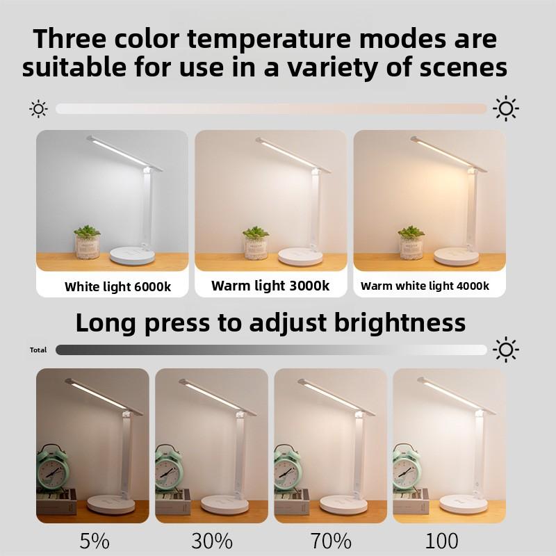 LED Desk Lamp 3 Levels Dimmable Touch Night Light USB Rechargeable Eye Protection Foldable Table Lamp For Bedroom Bedside Readin