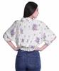 Moomaya Printed Boxy Sleeve Tops For Women V-Neck Elastic WaistA  Kimono Top