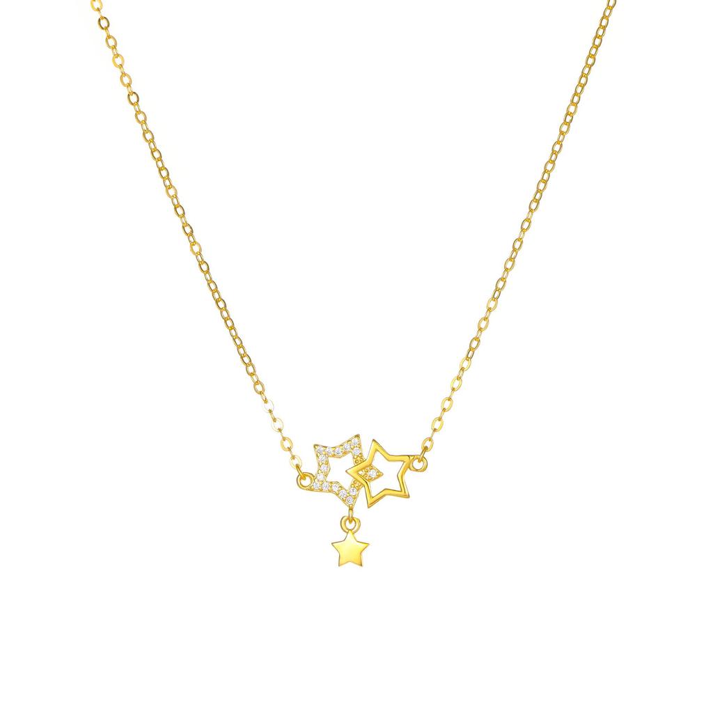 Women’s Pure Silver Star Necklace: Niche Design, High-End Style, Small Clavicle Chain
