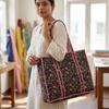 Quilted Cotton Tote Bag Floral Print Shoulder Bag