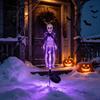 Automatic Solar Skeleton Lights Yard Stake Light, Halloween Glowing Skull Garden Decor Outdoor with Cloak, Waterproof Lawn Lamp for Haunted