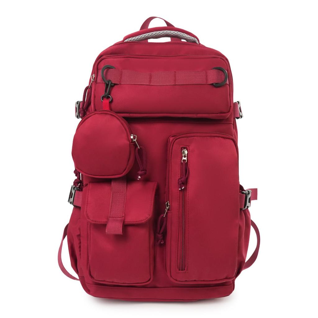 School bag women's backpack college students men and women with the same style multi-pocket large-capacity tooling casual backpack tide