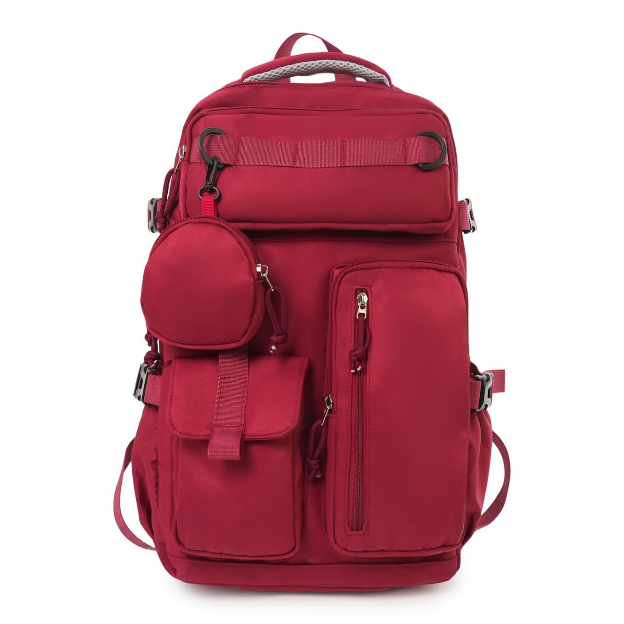 

School bag women s backpack college students men and women with the same style multi-pocket large-capacity tooling casual backpack tide красный