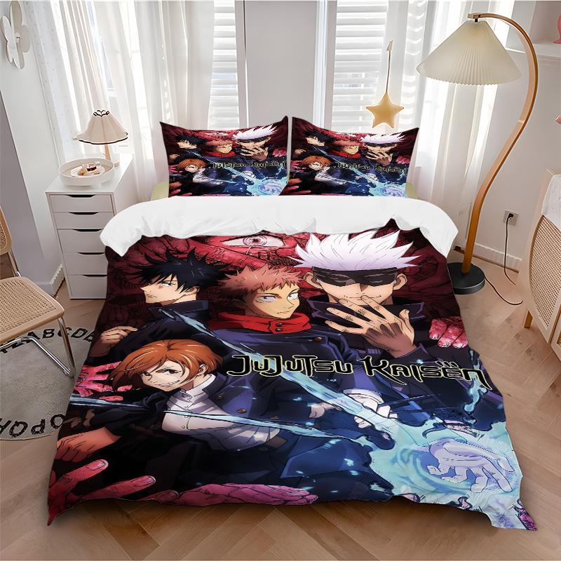 Jujutsu Kaisen Magic Battle Print 3Pcs Bedding Setduvet Cover With 2 Bedropillowcase Home Birthday Gift
