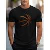 Sommer Herren 100% Polyester bequemes, lässiges und lockeres Oversized Basketballmuster bedrucktes sportliches Hals Kurzarm-T-Shirt