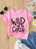 T-Shirts for Children Cool Style English Print Round Neck Comfort Short Tops Outdoor Activities Quick-Drying T-Shirt for Girls